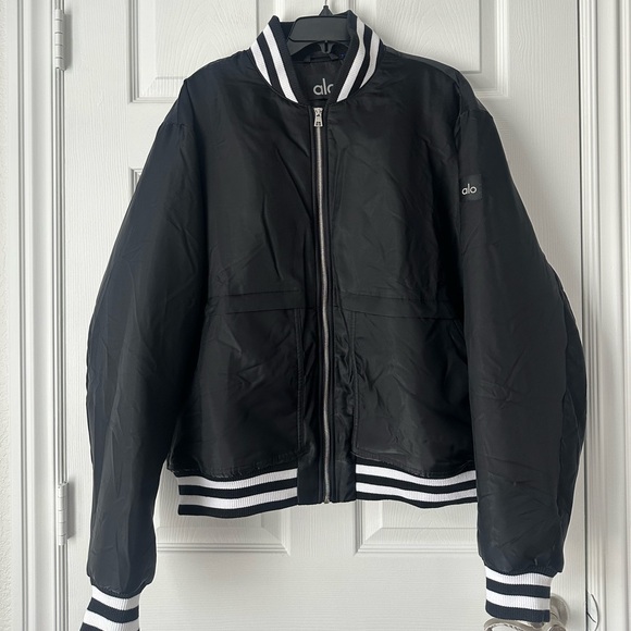 Alo Yoga Afterglow Varsity Jacket Black L - Picture 6 of 10